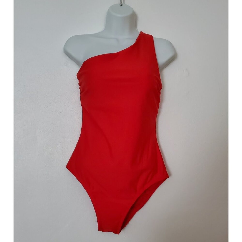 Kona Sol Red One Shoulder One Piece Swimsuit Size Large New - Picture 3 of 9